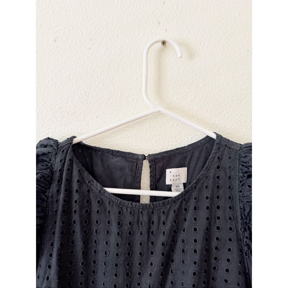 A New Day black cotton eyelet midi dress size XS - Picture 3 of 5
